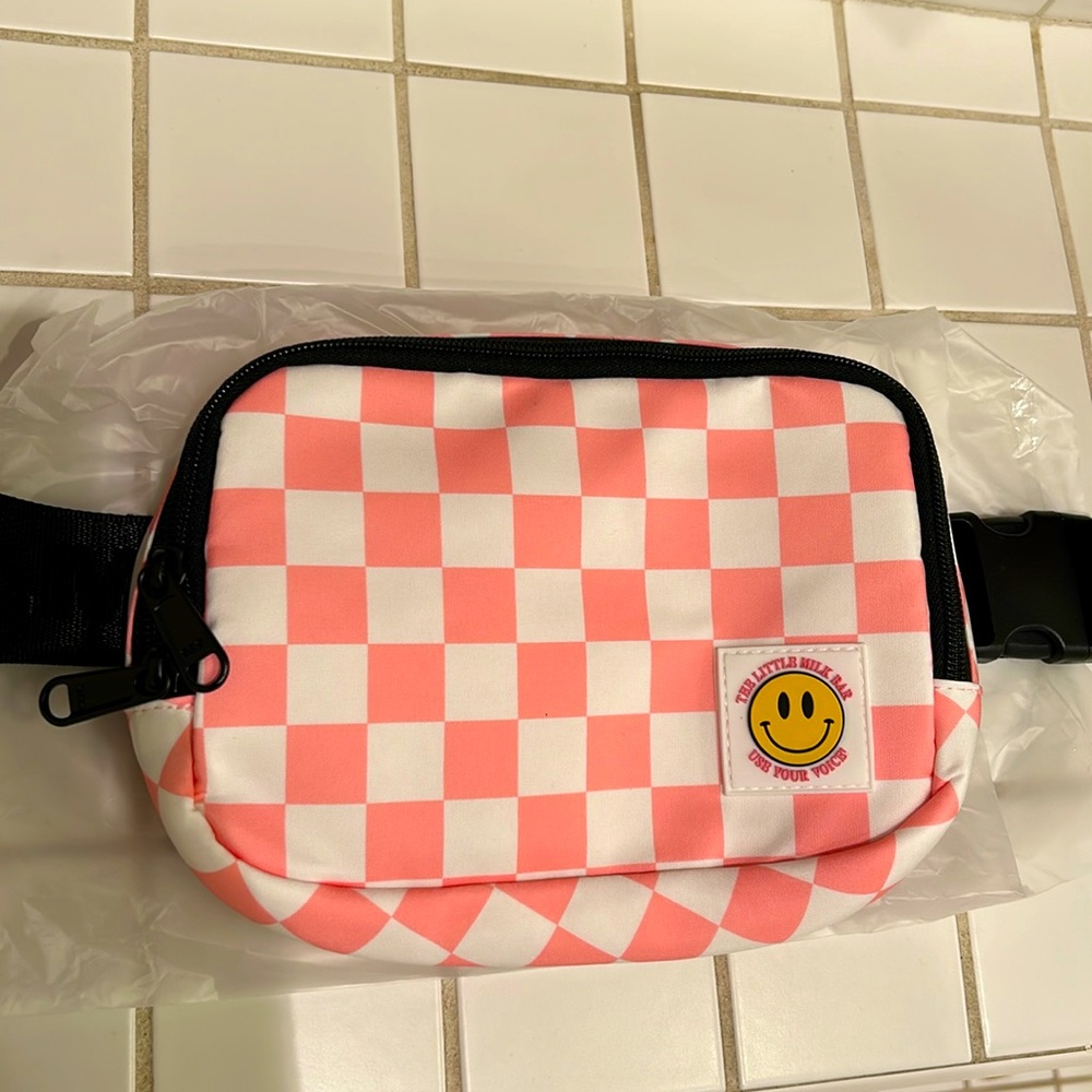 RARE The Little Milk Bar checkered crossbody Fanny Purse